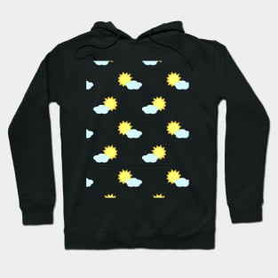 Sun and Clouds Pattern 2 in Black Hoodie